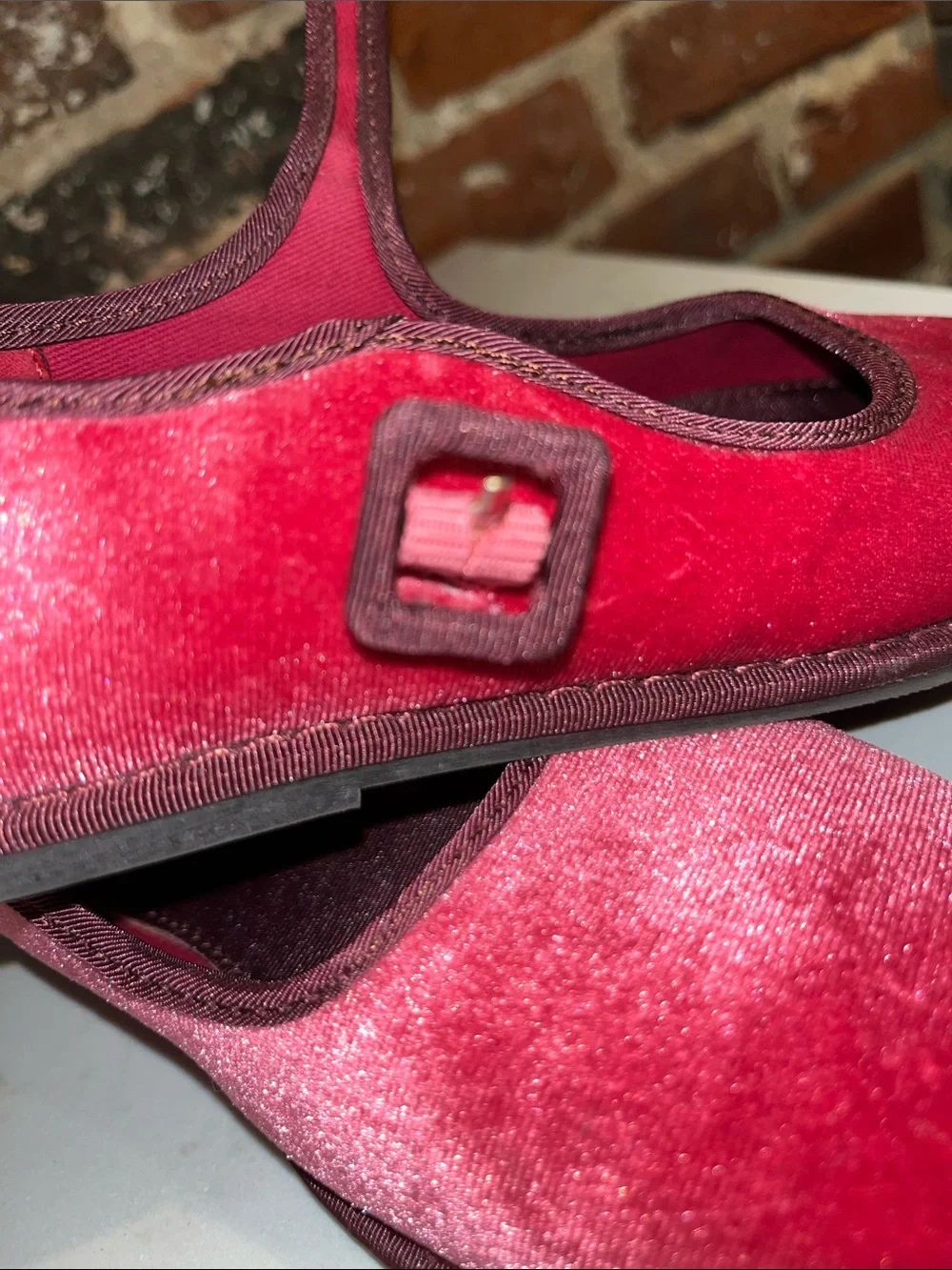 J Crew Red Velvet Mary Jane Shoes